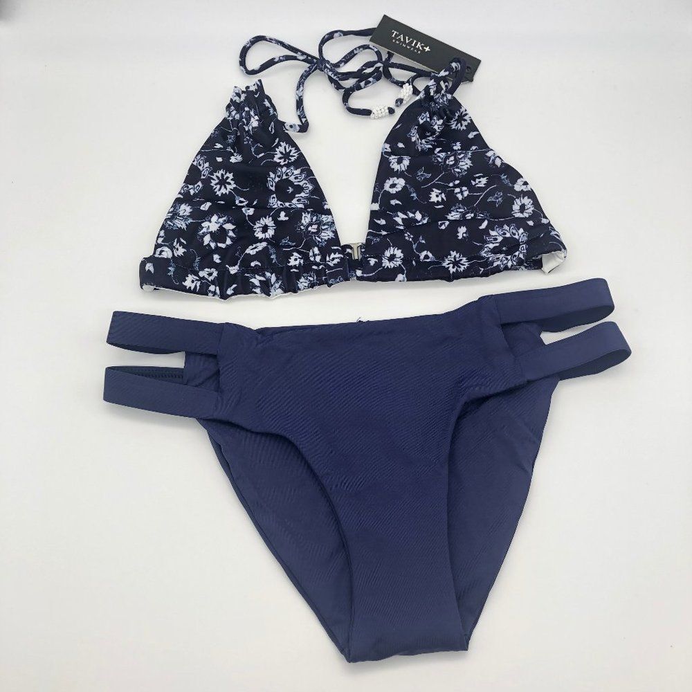 New Tavik Navy Blue Floral Bikini - Size XS